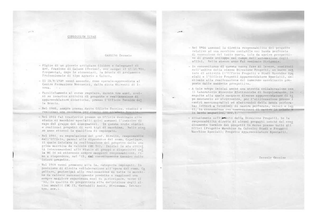 Two-page scan of the curriculum vitae