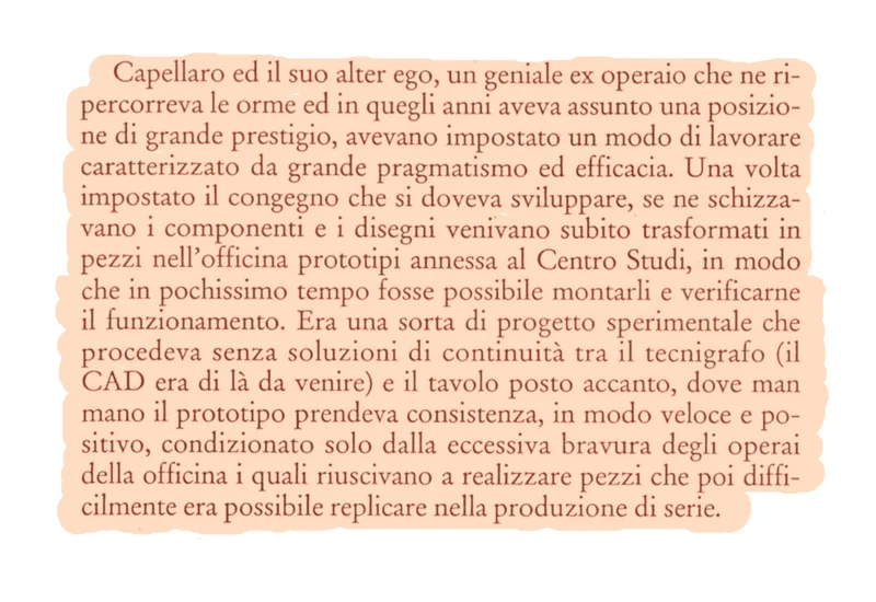 Page from Sandro Sartor’s book, with the passage on Capellaro and Teresio highlighted