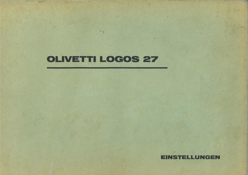 Cover of the Einstellungen adjustment manual